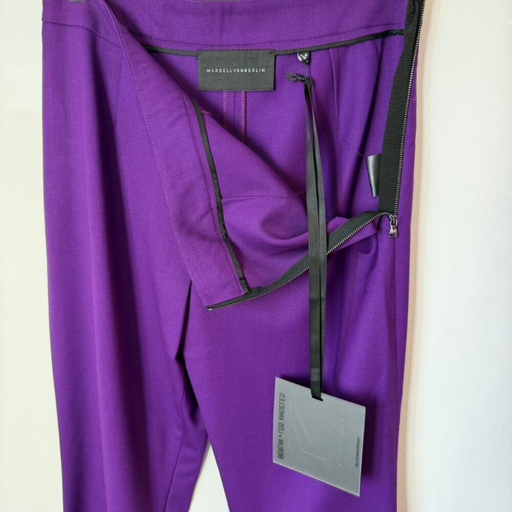 Marcell Von Berlin Purple Flared Suit Pants Size 4 With Side Zipper - Picture 5 of 7